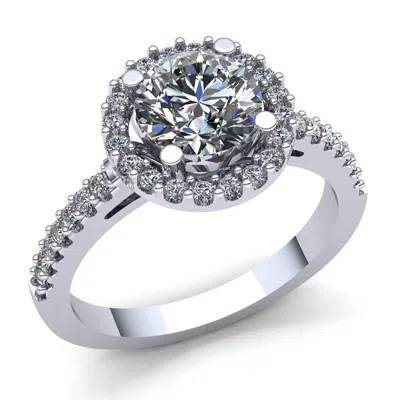 Pre-owned Jewelwesell Genuine 0.75ctw Round Cut Diamond Ladies Halo Solitaire Engagement Ring 10k Gold