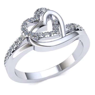 Pre-owned Jewelwesell Genuine 0.75ctw Round Diamond Love Double Heart Bridal Engagement Ring 14k Gold