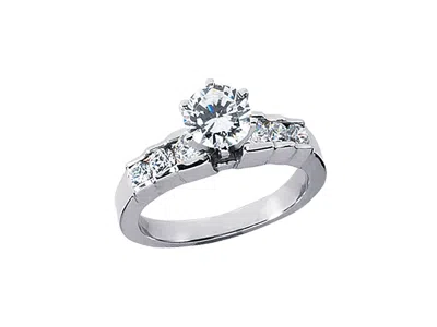 Pre-owned Jewelwesell Genuine 0.90ct Round Diamond Engagement Ring Graduated Accents 14k Gold