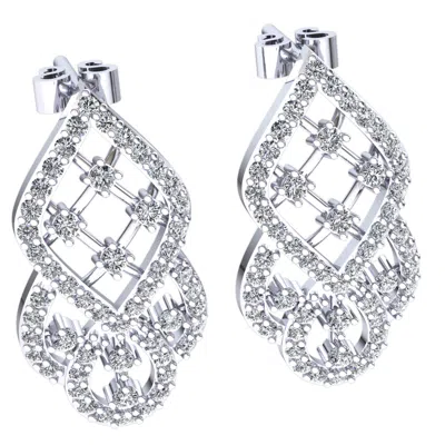Pre-owned Jewelwesell Genuine 0.95ctw Round Cut Diamond Ladies Bridal Drop Earrings Solid 10k Gold In J
