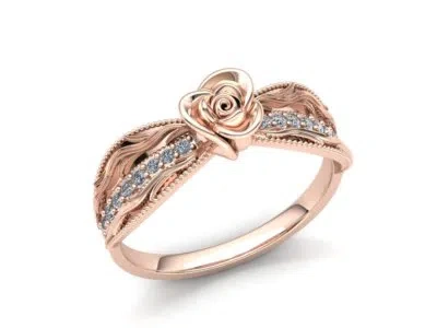 Pre-owned Jewelwesell Genuine 1.0ct Round Diamond Ladies Accent Flower Fancy Engagement Ring 10k Gold