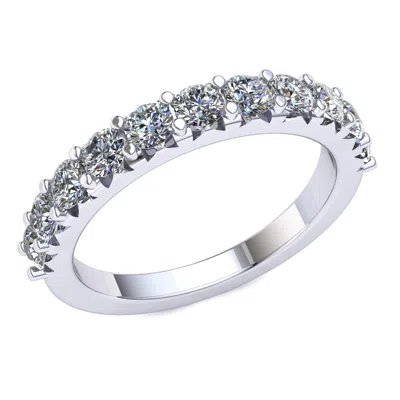 Pre-owned Jewelwesell Genuine 1.1ct Round Diamond Ladies Wedding Half Eternity Band Ring 10k Gold