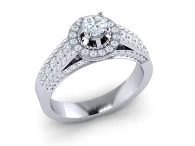 Pre-owned Jewelwesell Genuine 1.25ct Round Cut Diamond Bridal Rope Cathedral Halo Fancy Ring 18k Gold