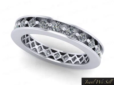 Pre-owned Jewelwesell Genuine 1.50ct Princess Cut Diamond Angled Eternity Wedding Ring 10k Gold G-h I1 In Gh