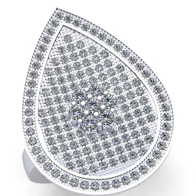 Pre-owned Jewelwesell Genuine 1.5ct Round Cut Diamond Ladies Cluster Fancy Engagement Ring 10k Gold