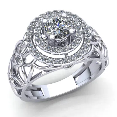 Pre-owned Jewelwesell Genuine 1.5ct Round Cut Diamond Ladies Double Halo Engagement Ring 10k Gold