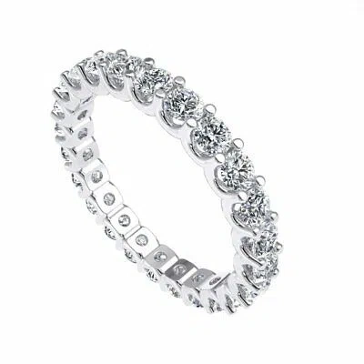 Pre-owned Jewelwesell Genuine 1.75carat Round Diamond U-prong Eternity Wedding Ring 10karat Gold Gh I1