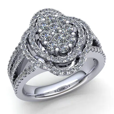 Pre-owned Jewelwesell Genuine 1carat Round Cut Diamond Ladies Fancy Cluster Engagement Ring 10k Gold