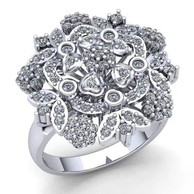 Pre-owned Jewelwesell Genuine 1ct Round Cut Diamond Ladies Flower Bouquet Engagement Ring 14k Gold