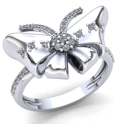 Pre-owned Jewelwesell Genuine 1ct Round Diamond Ladies Butterfly Shaped Fancy Engagement Ring 10k Gold