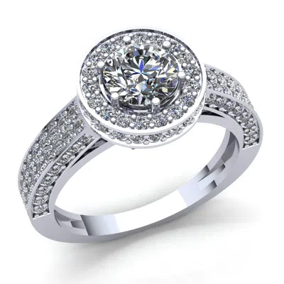 Pre-owned Jewelwesell Genuine 1ctw Round Cut Diamond Ladies Solitaire Halo Engagement Ring 10k Gold