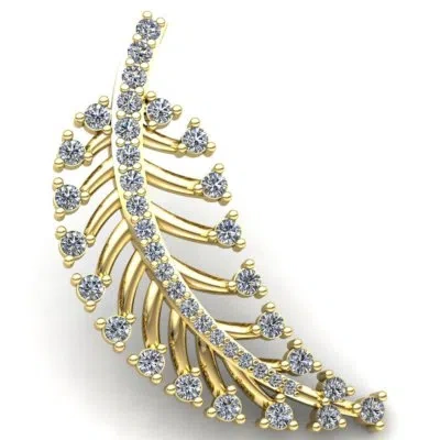 Pre-owned Jewelwesell Genuine 3ctw Round Cut Diamond Ladies Accent Fancy Leaf Pendant 10k Gold