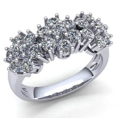 Pre-owned Jewelwesell Genuine 4ctw Round Cut Diamond Ladies Cluster Bridal Engagement Ring 18k Gold