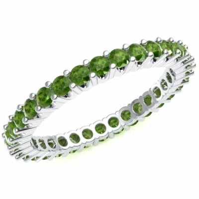 Pre-owned Jewelwesell Ladies Shared Prong Eternity Band Ring Natural Peridot August Birthstone In Green