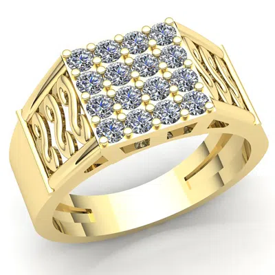 Pre-owned Jewelwesell Natural 0.15ct Round Cut Diamond Cluster Classic Mens Wedding Band Ring 14k Gold
