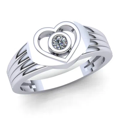Pre-owned Jewelwesell Natural 0.25ct Round Cut Diamond Mens Heart Solitaire Engagement Ring 10k Gold