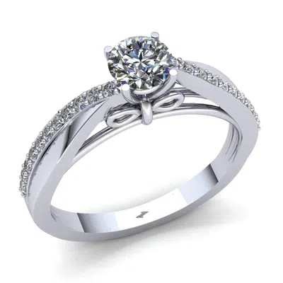 Pre-owned Jewelwesell Natural 0.25ct Round Diamond Ladies Accent Solitaire Engagement Ring 10k Gold