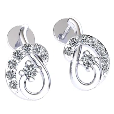 Pre-owned Jewelwesell Natural 0.2ct Round Cut Diamond Ladies Birthday Gift Earrings Solid 10k Gold In H