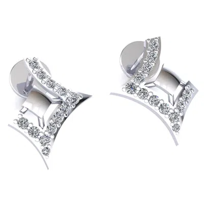Pre-owned Jewelwesell Natural 0.2ct Round Cut Diamond Ladies Star Studs Earrings Solid 18k Gold In F