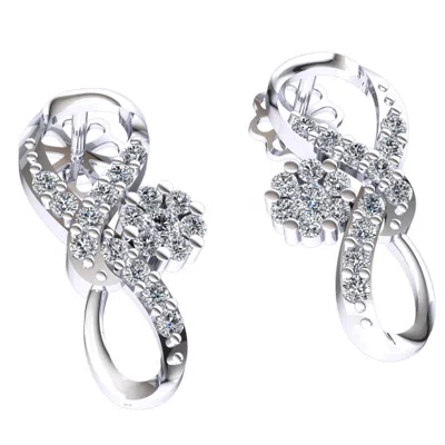 Pre-owned Jewelwesell Natural 0.33carat Round Cut Diamond Ladies Infinity Cluster Earrings 14k Gold In H