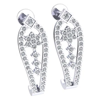 Pre-owned Jewelwesell Natural 0.45carat Round Cut Diamond Ladies Daily Wear Drops Earrings 14k Gold In H