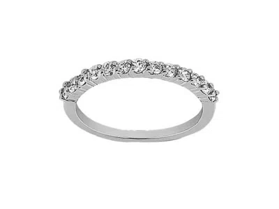 Pre-owned Jewelwesell Natural 0.45ct Diamond Wedding Band Ring Silver Round Brilliant Cut Gh I1 Prong