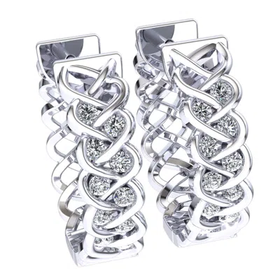 Pre-owned Jewelwesell Natural 0.45ct Round Cut Diamond Ladies Interwined Hoops Earrings 10k Gold