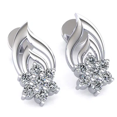 Pre-owned Jewelwesell Natural 0.4carat Round Cut Diamond Ladies 7stone Flower Earrings 10k Gold In H