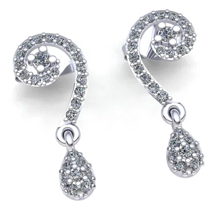 Pre-owned Jewelwesell Natural 0.5carat Round Cut Diamond Ladies Twisted Fashion Drop Earrings 18k Gold In H
