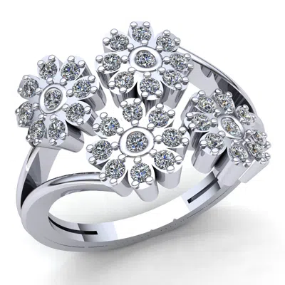 Pre-owned Jewelwesell Natural 0.5ct Round Cut Diamond Ladies Bridal Flower Engagement Ring 14k Gold