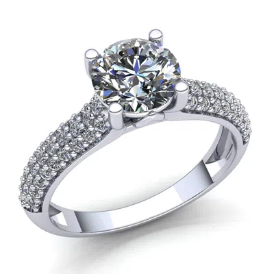Pre-owned Jewelwesell Natural 0.5ct Rounddiamond Ladies Accented Solitaire Engagement Ring 10k Gold