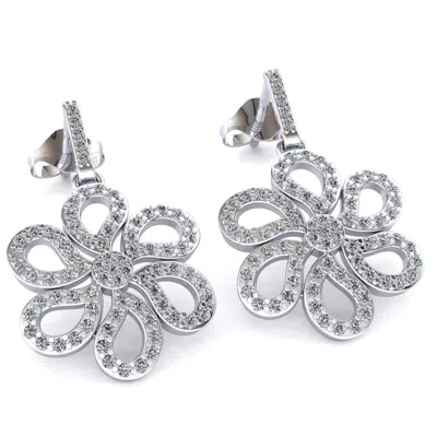 Pre-owned Jewelwesell Natural 0.6ct Round Cut Diamond Ladies Cluster Flower Earrings 10k Gold In J