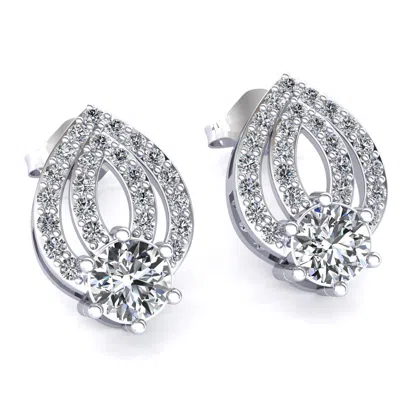 Pre-owned Jewelwesell Natural 0.6ct Round Cut Diamond Ladies Pave Teardrop Earrings Solid 14k Gold In H