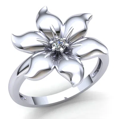 Pre-owned Jewelwesell Natural 0.75ct Round Diamond Ladies Flower Solitaire Engagement Ring 18k Gold