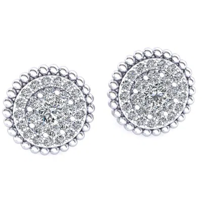 Pre-owned Jewelwesell Natural 0.8ctw Round Cut Diamond Ladies Cluster Circle Earrings 10k Gold In H