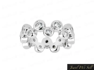 Pre-owned Jewelwesell Natural 0.9ct Round Diamond Bubble Eternity Anniversary Band Ring 10k Gh Si1 In White