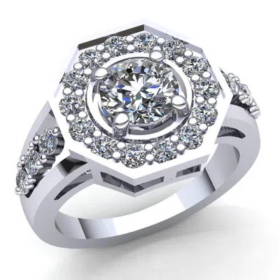 Pre-owned Jewelwesell Natural 1carat Round Cut Diamond Ladies Octagon Halo Engagement Ring 10k Gold