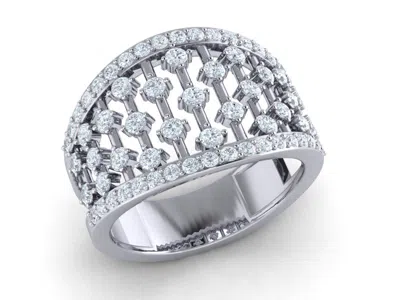 Pre-owned Jewelwesell Natural 1carat Round Cut Diamond Wide Multirow Fancy Right Hand Ring 10k Gold In Jk