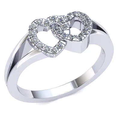 Pre-owned Jewelwesell Natural 1carat Round Diamond Couple Two Heart Bridal Engagement Ring 10k Gold