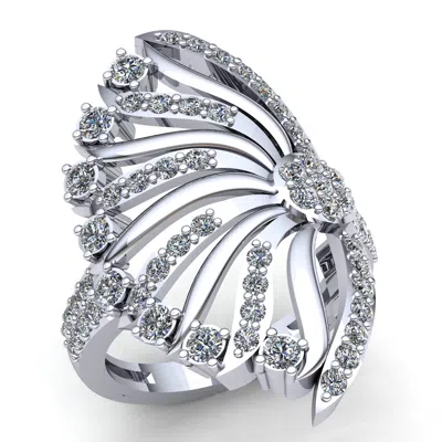 Pre-owned Jewelwesell Natural 1ct Round Cut Diamond Ladies Half Flower Fancy Anniversary Ring 10k Gold
