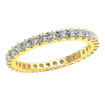 Pre-owned Jewelwesell Natural 1ct Shared U-basket Prong Eternity Band Ring Natural Diamond 10k Gold