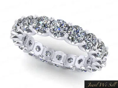 Pre-owned Jewelwesell Natural 2.70ct Diamond Shared U-prong Wedding Eternity Band Ring Platinum Si1 In Jk