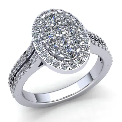 Pre-owned Jewelwesell Natural 2ct Round Cut Diamond Ladies Wide Cluster Halo Engagement Ring 10k Gold