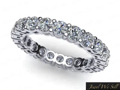 Pre-owned Jewelwesell Natural 2ct Round Diamond Eternity Band Ring Open Gallery 10k White Gold