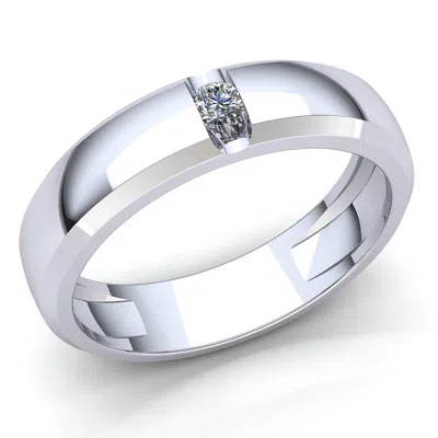 Pre-owned Jewelwesell Real 0.15carat Round Cut Diamond Mens Bar Solitaire Anniversary Ring 18k Gold In F