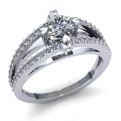 Pre-owned Jewelwesell Real 0.5carat Round Cut Diamond Ladies Accent Solitaire Engagement Ring 14k Gold