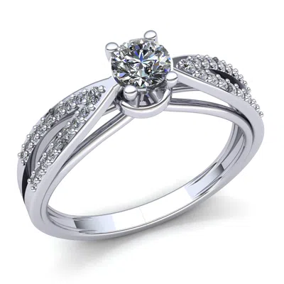 Pre-owned Jewelwesell Real 0.5carat Round Cut Diamond Ladies Loop Solitaire Engagement Ring 10k Gold