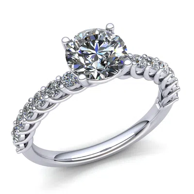 Pre-owned Jewelwesell Real 0.5carat Rounddiamond Ladies Accented Solitaire Engagement Ring 14k Gold