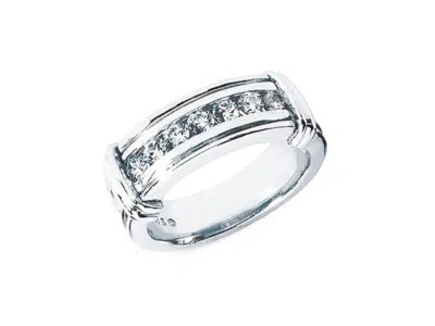 Pre-owned Jewelwesell Real 0.70ct Round Cut 7stone Mens Wedding Band Ring 950 Platinum F Vs2 Channel