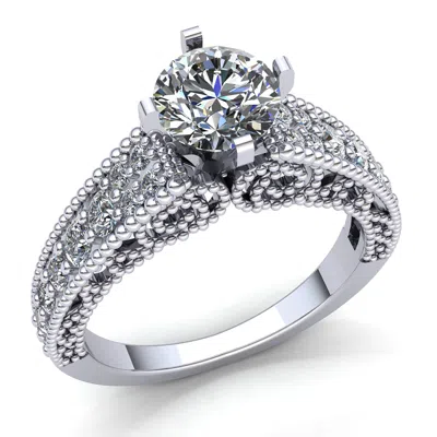 Pre-owned Jewelwesell Real 1carat Round Cut Diamond Ladies Milgrain Solitaire Engagement Ring 18k Gold
